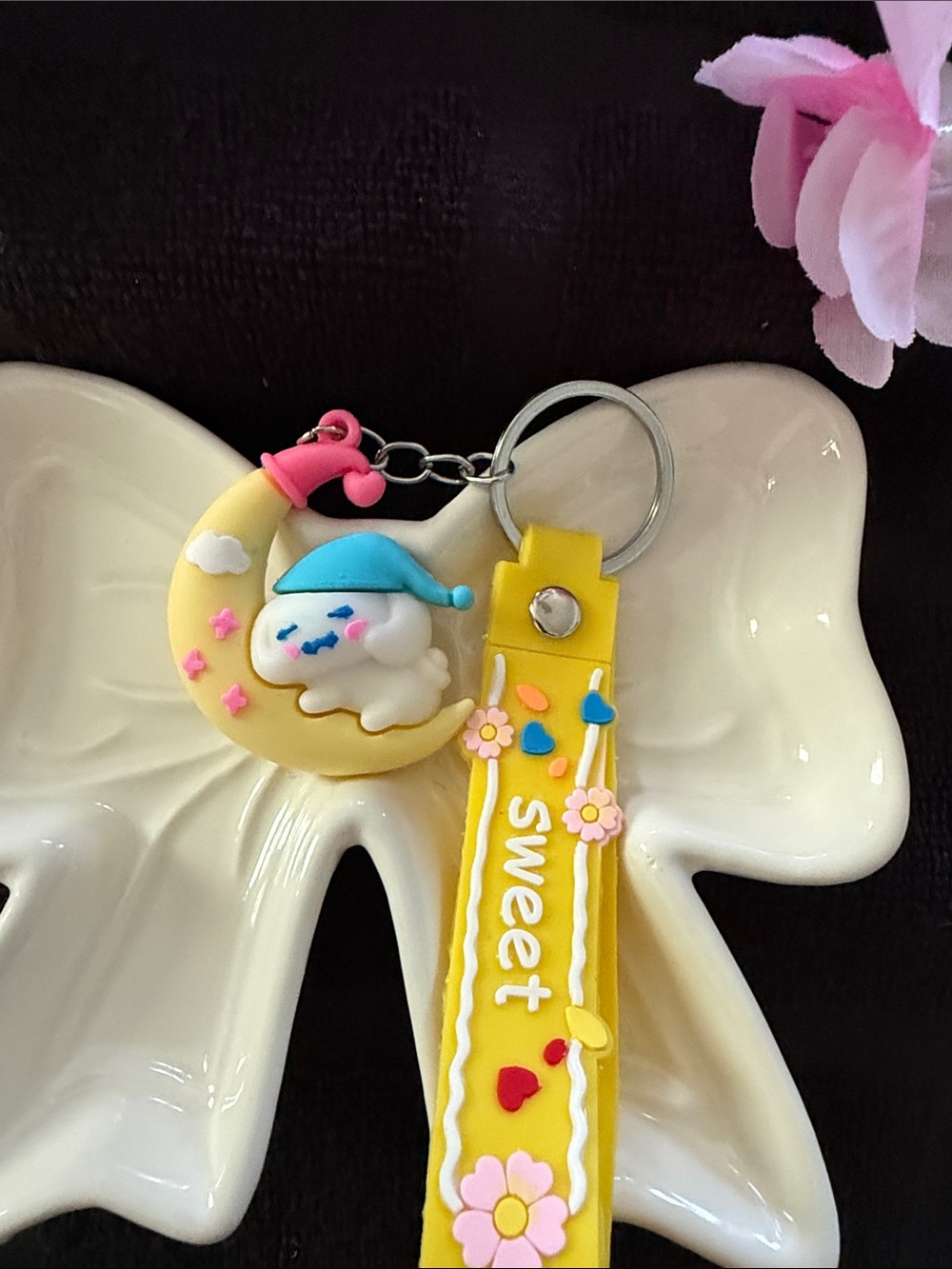 Yellow Sweet Moon & Cloud Kids Keychain Strap